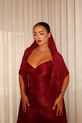 Romantic Burgundy Sweetheart Strapless Sleeveless Evening Dresses Floor Length With Pleats