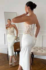 Timeless Sweetheart Strapless Sleeveless Satin Evening Dresses Beads With Lace-Up Back