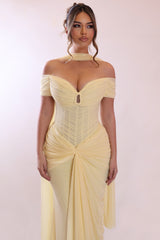Chic Daffodil Sweetheart Off The Shoulder Chiffon Mermaid Evening Dresses Sheath With Pleats
