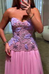 Graceful Dusty Pink Sweetheart Strapless Sleeveless Chiffon Evening Dresses Beads With Pleats