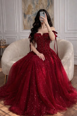 Graceful Burgundy Sleeveless Tulle A-Line Evening Dresses Floor Length With Pleats