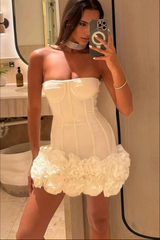 Graceful Strapless Sleeveless Homecoming Dresses Mini With Lace-Up Back