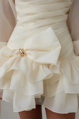 Glamorous Long Sleeves Chiffon Homecoming Dresses Mini With Ruffles