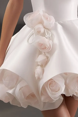 Glamorous Strapless Sleeveless Satin Homecoming Dresses Mini With Zipper