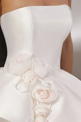 Glamorous Strapless Sleeveless Satin Homecoming Dresses Mini With Zipper