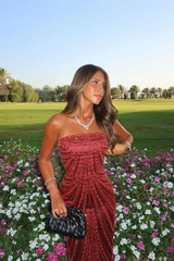 Chic Burgundy Strapless Sleeveless Mermaid Evening Dresses Sheath With Beads Zipper