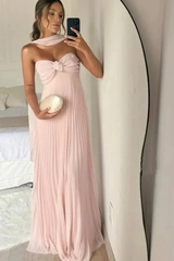 Pretty Sweetheart Strapless Sleeveless Evening Dresses Floor Length Pleats With Lace-Up Back