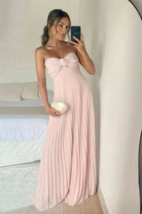 Pretty Sweetheart Strapless Sleeveless Evening Dresses Floor Length Pleats With Lace-Up Back