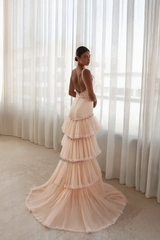 Graceful Straps Sleeveless Satin Tulle Mermaid Evening Dresses Backless Gem With Pleats
