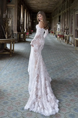 Glamorous Strapless Sleeveless Lace Mermaid Evening Dresses Column With Detachable Overskirt