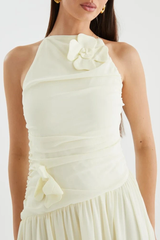 Graceful Sleeveless Chiffon Evening Dresses A-Line With Pleats Flower