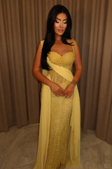 Dazzling Yellow Straps Sweetheart Sleeveless Mermaid Evening Dresses Gem With Beads