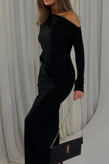 Romantic Black Long Sleeves Mermaid Evening Dresses Sheath With Pleats
