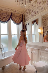 Dazzling Dusty Rose Strapless Sleeveless Satin A-Line With Zipper Pleats