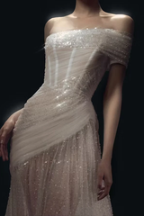 Glamorous One Shoulder Mermaid Evening Dresses Sheath Beads With Pleats