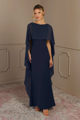 Glamorous Navy Blue Mermaid Satin Evening Dresses Column Floor Length With Zipper