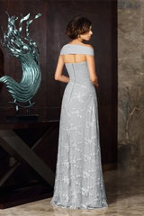 Glamorous Grey Off The Shoulder Mermaid Evening Dresses Floor Length With Zipper