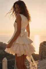 Pretty Straps Sleeveless Satin Lace Homecoming Dresses Mini With Zipper