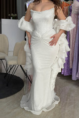 Charming Strapless Sleeveless Mermaid Evening Dresses Floor Length Column With Pleats