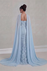 Pretty Dusty Blue Strapless Sleeveless Mermaid Evening Dresses Floor Length With Zipper