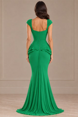 Pretty Green Sweetheart Straps Mermaid Evening Dresses Floor Length With Pleats Zipper