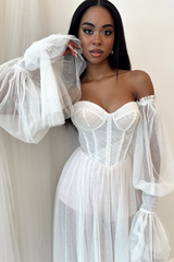 Pretty Sweetheart Strapless Evening Dresses Side Split With Detachable Sleeves Pleats