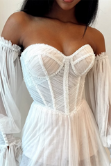 Pretty Sweetheart Strapless Evening Dresses Side Split With Detachable Sleeves Pleats