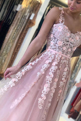 A-line Sweetheart Sleeveless Long Backless Lace Applique Prom Dresses-Dbrbridal