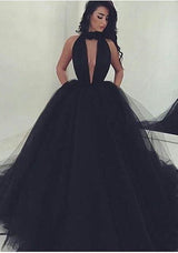 Amazing Black V-Neck Tulle Ball-Gown Formal Dresses-Dbrbridal