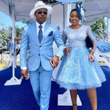 Amazing Blue Peaked Lapel Two-Piece Mens Prom Suits-Dbrbridal
