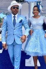 Amazing Blue Peaked Lapel Two-Piece Mens Prom Suits-Dbrbridal
