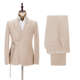 Amazing Champagne Men's Casual Suit for Buckle Button Formal Groomsmen Suit for Wedding-Dbrbridal