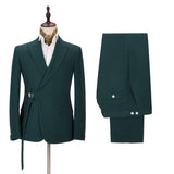 Amazing Dark Green Peaked Lapel Bespoke Prom Suits Online-Dbrbridal