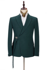 Amazing Dark Green Peaked Lapel Bespoke Prom Suits Online-Dbrbridal