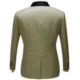 Amazing Gold Jacquard Slim Fit Men's Prom Suits with Black Shawl Lapel-Dbrbridal