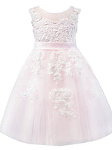 Amazing Jewel Neck Sleeveless Sash Kids Party Dresses-Dbrbridal
