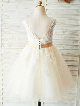 Amazing Jewel Neck Sleeveless Sash Kids Party Dresses-Dbrbridal