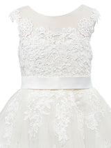 Amazing Jewel Neck Sleeveless Sash Kids Party Dresses-Dbrbridal