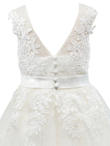 Amazing Jewel Neck Sleeveless Sash Kids Party Dresses-Dbrbridal