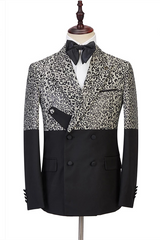 Amazing Leopard Print Black Double Breasted Men Suits-Dbrbridal