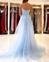 Amazing Mermaid Evening Dress With Lace Appliques Ruffles Spaghetti-Straps-Dbrbridal