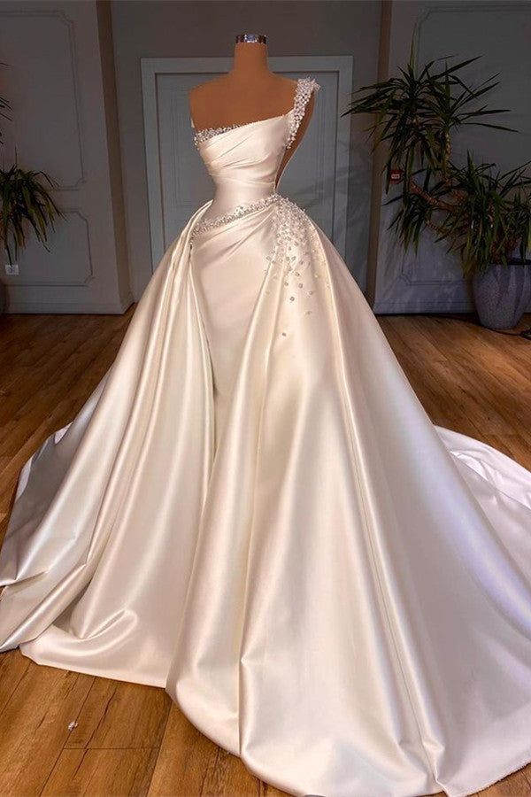 Amazing Pearl Wedding Dress Overskirt Bridal Gowns On Sale One Shoulde   Dbrbridal