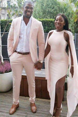 Amazing Pink Two-Pieces Slim Fit Prom Party Gown Outfits for Men-Dbrbridal