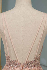 Amazing Sequins Long Evening Prom Dress Floor Length V-Neck-Dbrbridal