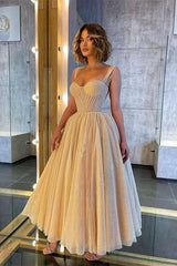 Amazing Straps Sweetheart Prom Dresses Sequins Midi Length Sleeveless-Dbrbridal