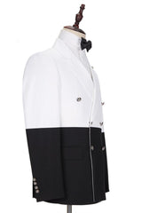 Amazing White and Black Double Breasted Men Suits Online-Dbrbridal