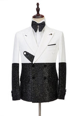 Amazing White and Sparkle Double Breasted New Arrival Slim Fit Men's Prom Suits Online-Dbrbridal