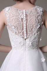 Asymmetrical Organza Wedding Dress High Low A-Line With Lace Beading Flower Exclusive-Dbrbridal
