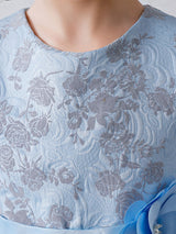 Baby Blue Jewel Neck Sleeveless Bows Tulle Polyester Kids Party Dresses-Dbrbridal