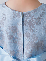 Baby Blue Jewel Neck Sleeveless Bows Tulle Polyester Kids Party Dresses-Dbrbridal